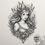 фэнтези, сказки и мифология, tattoo flash she… – tattoo sketch (№1751163132_0, 29.06.2025 02:12) — tattoovalue.net