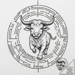 Minotaur in a labyrinth (the scene), tattoo d… – tattoo sketch (№1751163925_0, 29.06.2025 02:25) — tattoovalue.net