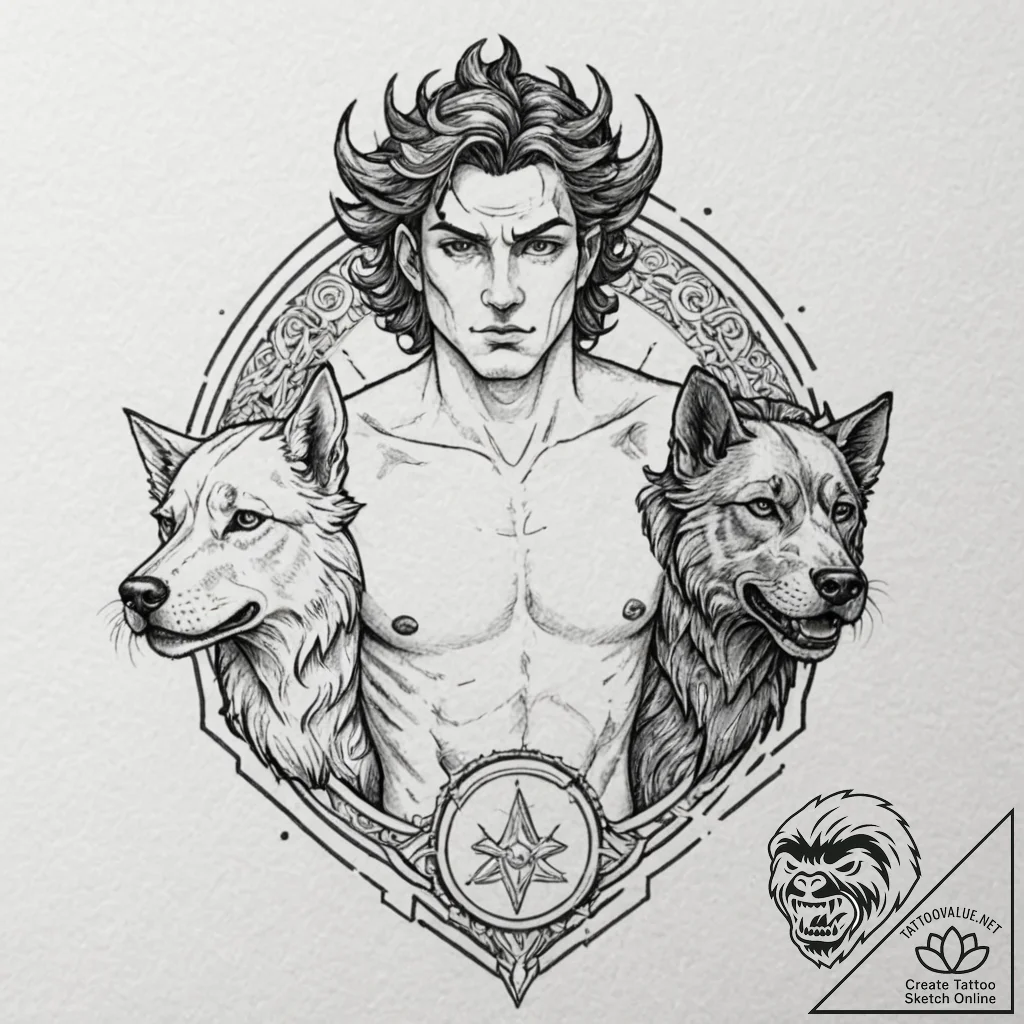 A graphic novel portrait of hades, the greek... - tattoo sketch (№1751164248_0, 29.06.2025 02:30) — tattoovalue.net