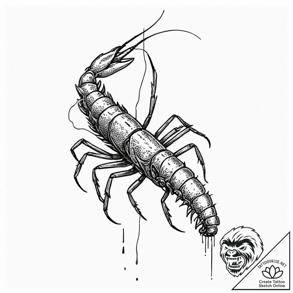 A sketch of a prawn from district 9, looking... - tattoo sketch (№1751164358_0, 29.06.2025 02:32) — tattoovalue.net