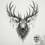 A trash polka composition of a leshen, a fore… – tattoo sketch (№1751164782_0, 29.06.2025 02:39) — tattoovalue.net
