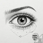 Eye, artistic tattoo sketch, black outline on… – tattoo sketch (№1751165114_0, 29.06.2025 02:45) — tattoovalue.net