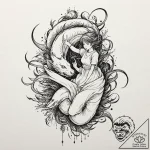 A linework design of the paper shikigami atta… – tattoo sketch (№1751165416_0, 29.06.2025 02:50) — tattoovalue.net