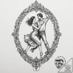A linework tattoo of the “dancing” scene with… – tattoo sketch (№1751165713_0, 29.06.2025 02:55) — tattoovalue.net