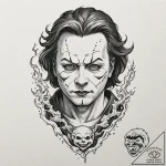 A graphic novel style portrait of michael mye… – tattoo sketch (№1751165831_0, 29.06.2025 02:57) — tattoovalue.net