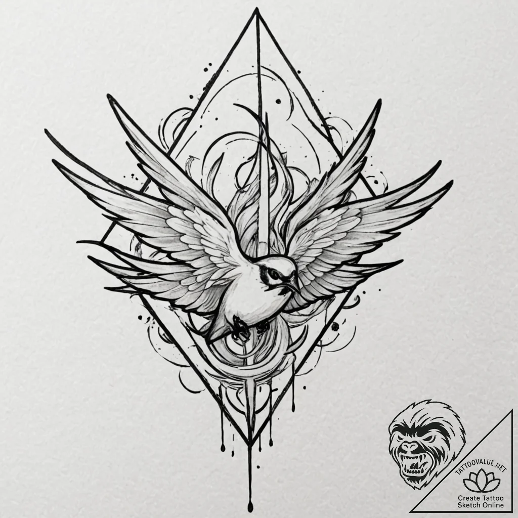 A minimalist tattoo of zireael, ciri's swallo... - tattoo sketch (№1751166042_0, 29.06.2025 03:00) — tattoovalue.net
