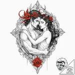 Hades and persephone’s embrace, tattoo flash… – tattoo sketch (№1751166712_0, 29.06.2025 03:11) — tattoovalue.net