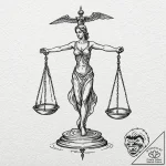 A linework tattoo of the scales of justice, s… – tattoo sketch (№1751166919_0, 29.06.2025 03:15) — tattoovalue.net