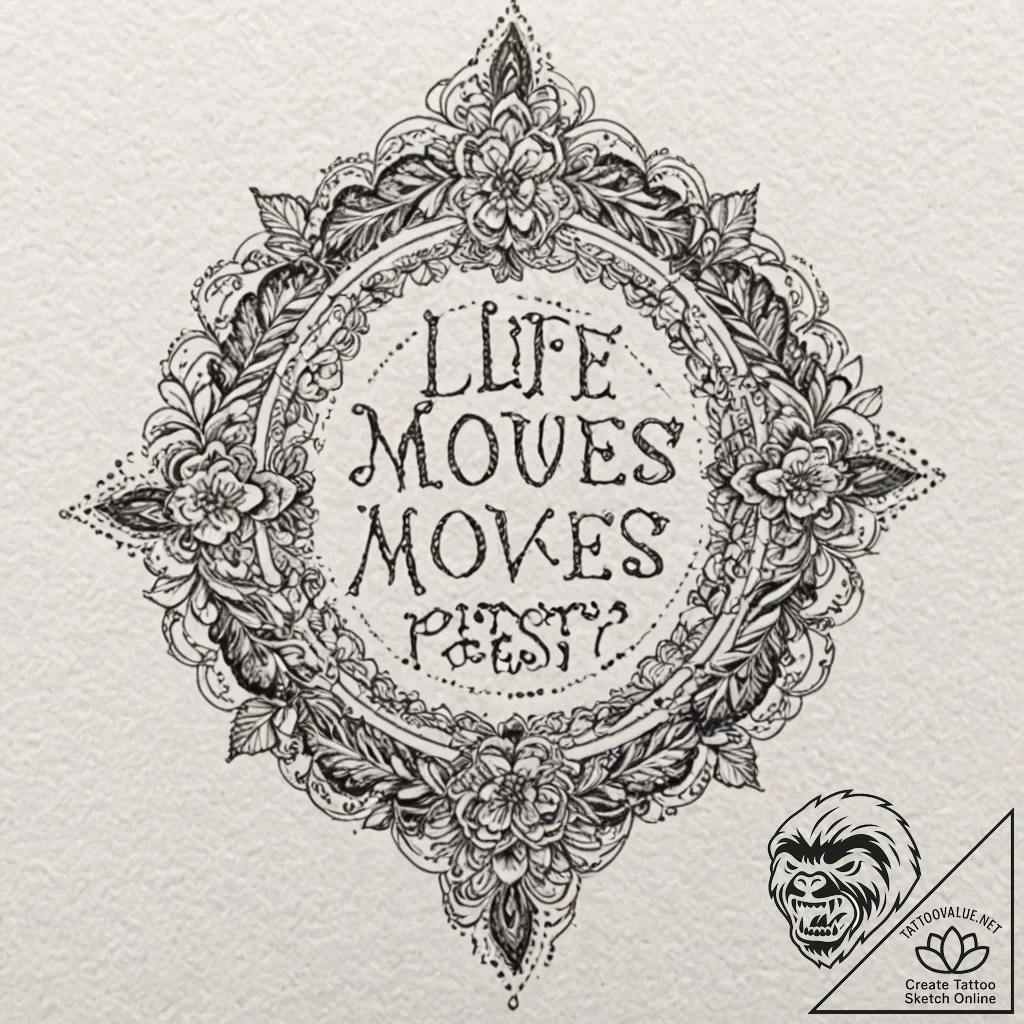 A chicano lettering tattoo "life moves pretty... - tattoo sketch (№1751167149_0, 29.06.2025 03:19) — tattoovalue.net