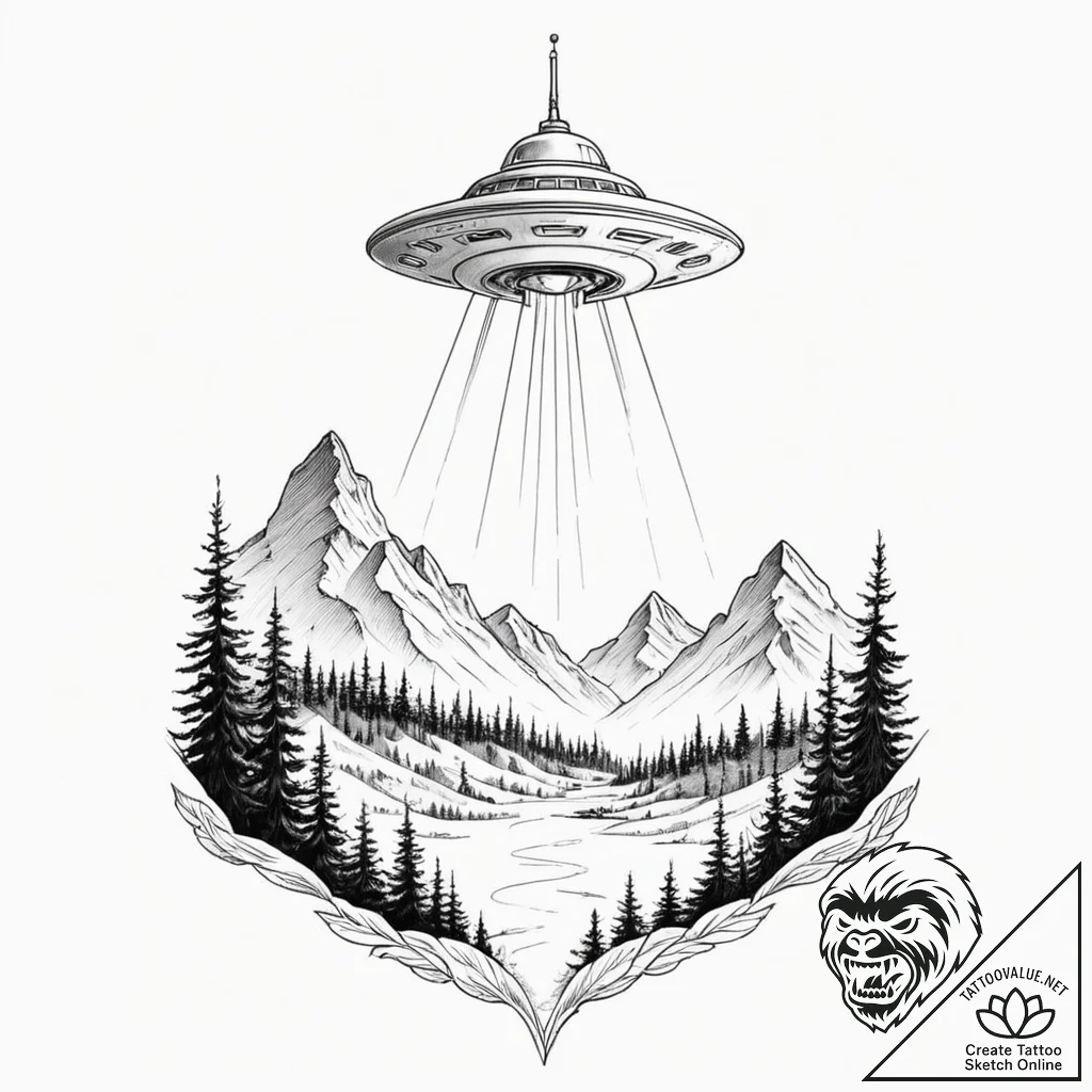 A sketch of the ufo from fargo season 2,, con... - tattoo sketch (№1751167653_0, 29.06.2025 03:27) — tattoovalue.net