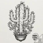 Cactus, tattoo flash sheet design, no backgro… – tattoo sketch (№1751168350_0, 29.06.2025 03:39) — tattoovalue.net