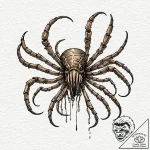 Linework tattoo of a facehugger, minimalist a… – tattoo sketch (№1751169129_0, 29.06.2025 03:52) — tattoovalue.net