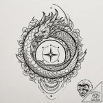 Trash polka style tattoo combining the symbol… – tattoo sketch (№1751169449_0, 29.06.2025 03:57) — tattoovalue.net