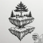 A floating island with a single tree, concept… – tattoo sketch (№1751169668_0, 29.06.2025 04:01) — tattoovalue.net