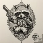 A graphic novel portrait of rocket raccoon, w… – tattoo sketch (№1751169994_0, 29.06.2025 04:06) — tattoovalue.net