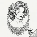 A surrealist tattoo of the “lady in the radia… – tattoo sketch (№1751170102_0, 29.06.2025 04:08) — tattoovalue.net