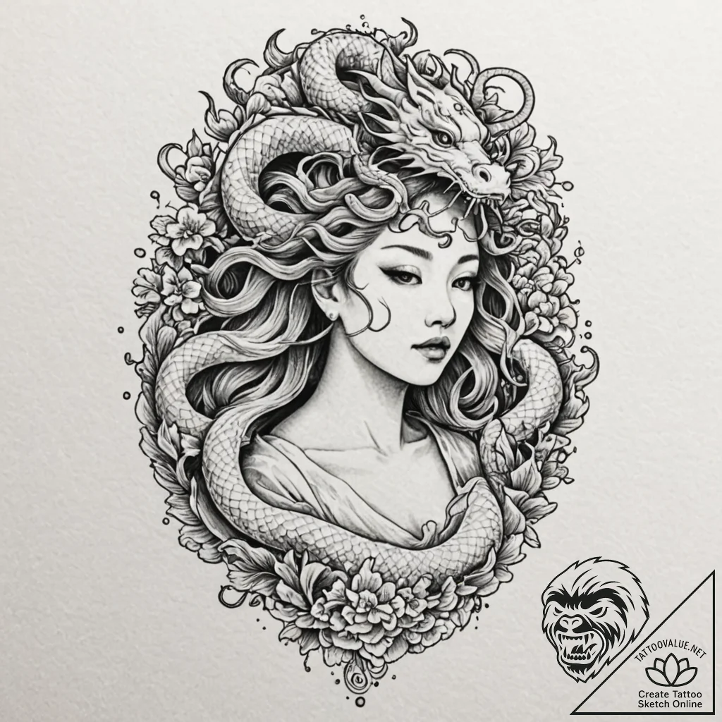 Medusa (full figure, not just the head), tatt... - tattoo sketch (№1751171223_0, 29.06.2025 04:27) — tattoovalue.net
