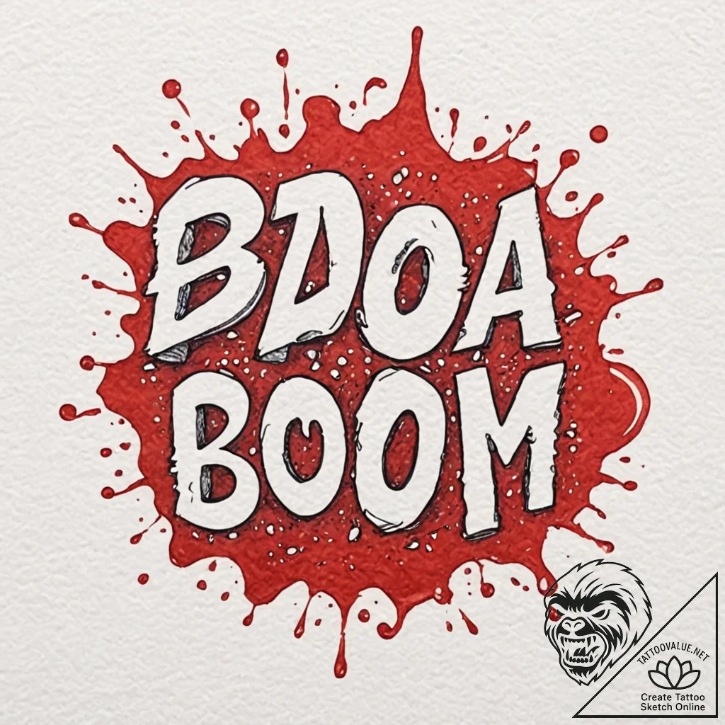 A chicano lettering tattoo of "bada boom. big... - tattoo sketch (№1751171751_0, 29.06.2025 04:35) — tattoovalue.net