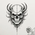 A dotwork tattoo of the predator’s skull and… – tattoo sketch (№1751171982_0, 29.06.2025 04:39) — tattoovalue.net