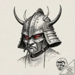 A samurai warrior’s helmet (kabuto), ink illu… – tattoo sketch (№1751172201_0, 29.06.2025 04:43) — tattoovalue.net
