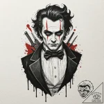 A trash polka portrait of sweeney todd, the d… – tattoo sketch (№1751172488_0, 29.06.2025 04:48) — tattoovalue.net