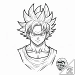 A sketch of son goku from dragon ball z, in h… – tattoo sketch (№1751172705_0, 29.06.2025 04:51) — tattoovalue.net