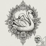 Swan, tattoo flash sheet design, detailed cro… – tattoo sketch (№1751172916_0, 29.06.2025 04:55) — tattoovalue.net