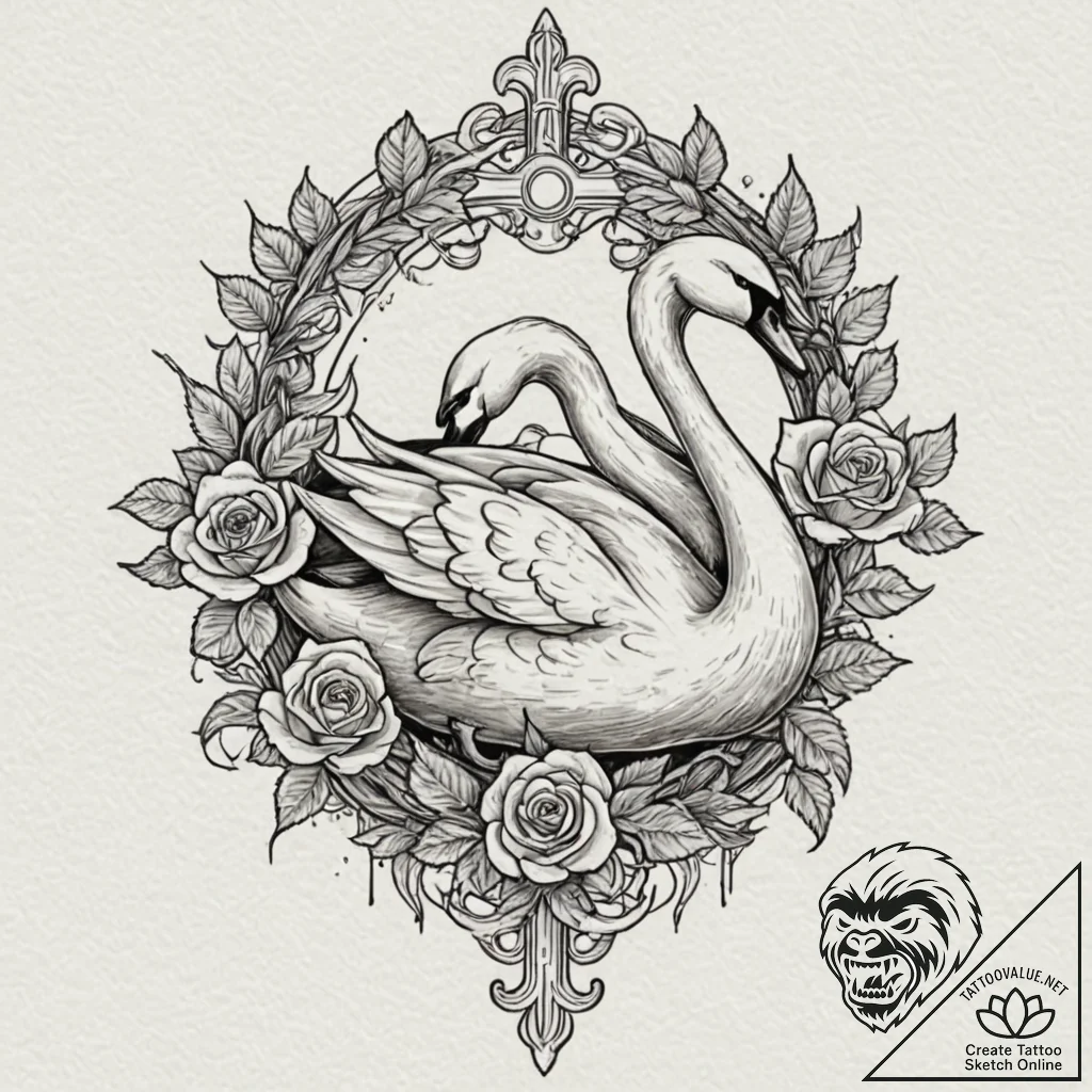 Swan, tattoo flash sheet design, detailed cro... - tattoo sketch (№1751172916_0, 29.06.2025 04:55) — tattoovalue.net