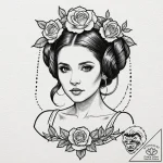 Chicano style portrait of a beautiful, tattoo… – tattoo sketch (№1751173130_0, 29.06.2025 04:58) — tattoovalue.net