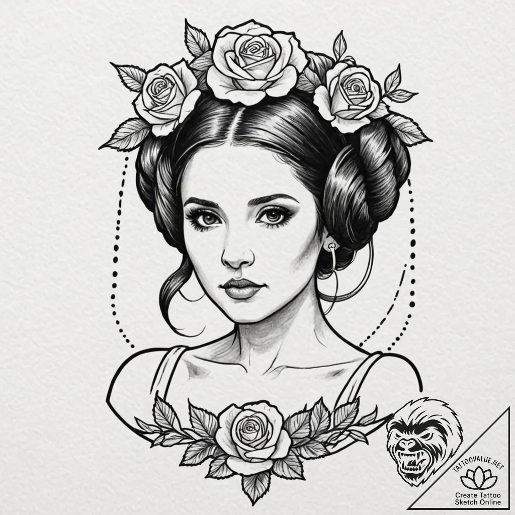 Chicano style portrait of a beautiful, tattoo... - tattoo sketch (№1751173130_0, 29.06.2025 04:58) — tattoovalue.net