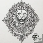 A neo-traditional tattoo of a golden lion, th… – tattoo sketch (№1751173457_0, 29.06.2025 05:04) — tattoovalue.net