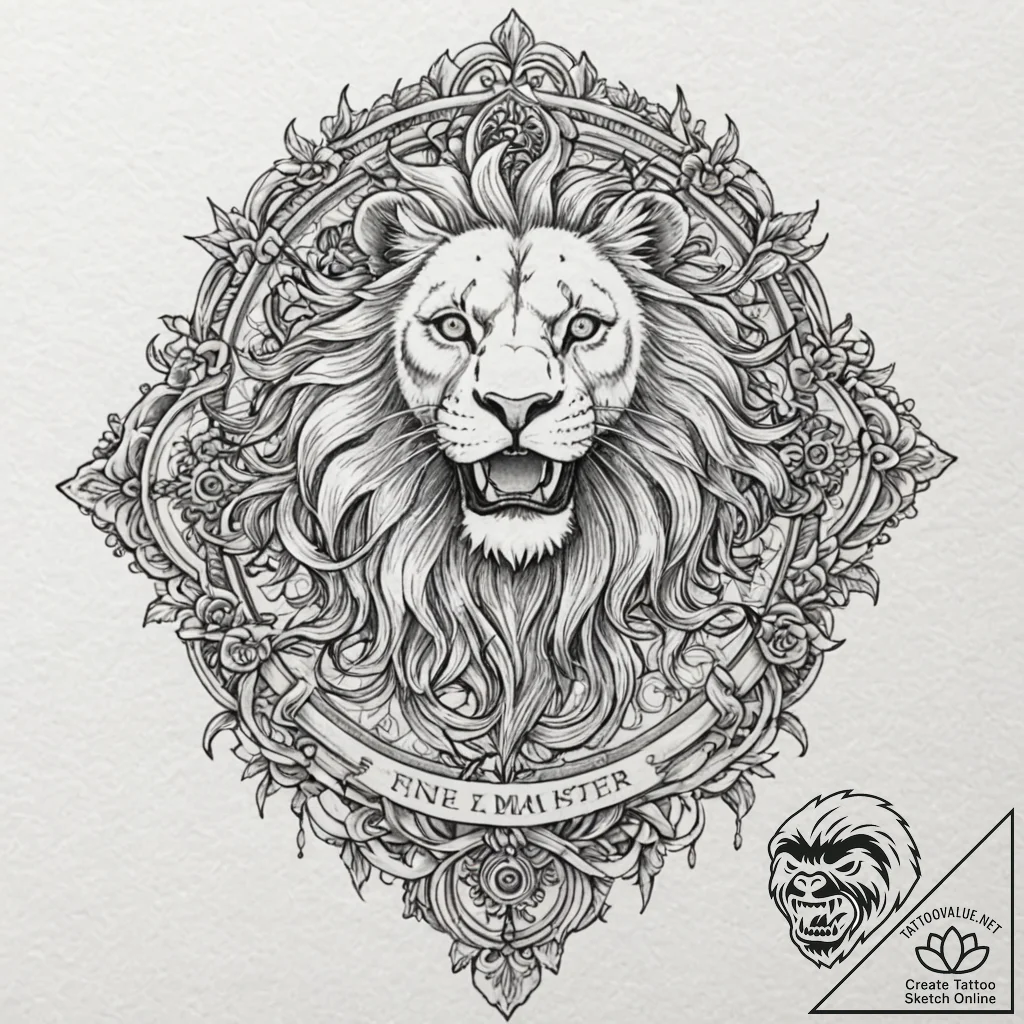 A neo-traditional tattoo of a golden lion, th... - tattoo sketch (№1751173457_0, 29.06.2025 05:04) — tattoovalue.net