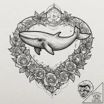 A whale swimming through clouds, artistic tat… – tattoo sketch (№1751173890_0, 29.06.2025 05:11) — tattoovalue.net