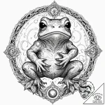 A neo-traditional tattoo of the toad from pan… – tattoo sketch (№1751174001_0, 29.06.2025 05:13) — tattoovalue.net