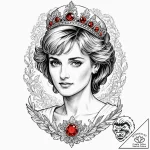 A trash polka tattoo of princess diana, beaut… – tattoo sketch (№1751174521_0, 29.06.2025 05:22) — tattoovalue.net