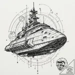 A sketch of the nostromo ship, detailed bluep… – tattoo sketch (№1751174852_0, 29.06.2025 05:27) — tattoovalue.net