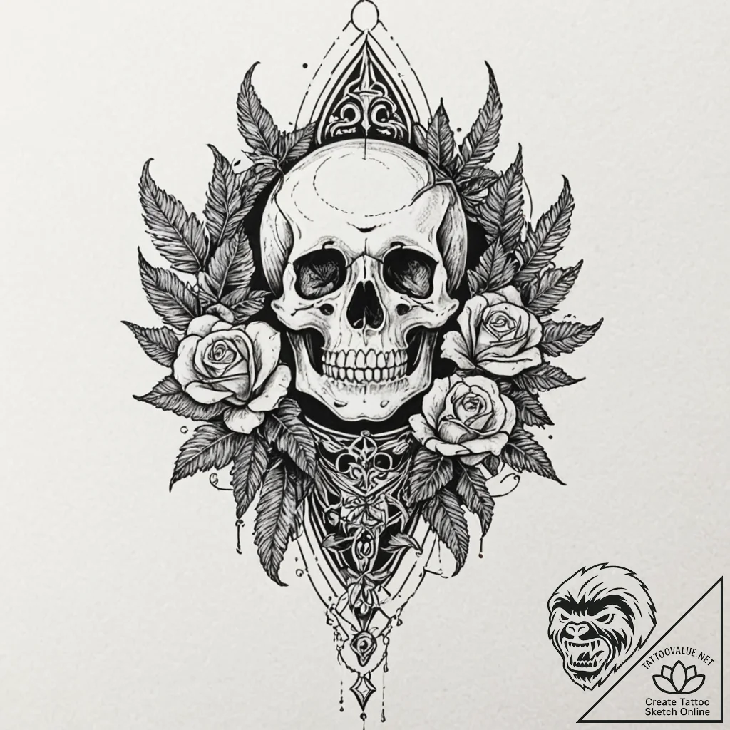 A linework tattoo of ellie's moth and fern ta... - tattoo sketch (№1751175366_0, 29.06.2025 05:36) — tattoovalue.net