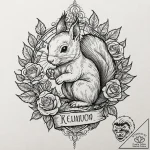 Squirrel, tattoo line art, clear image, sharp… – tattoo sketch (№1751175576_0, 29.06.2025 05:39) — tattoovalue.net