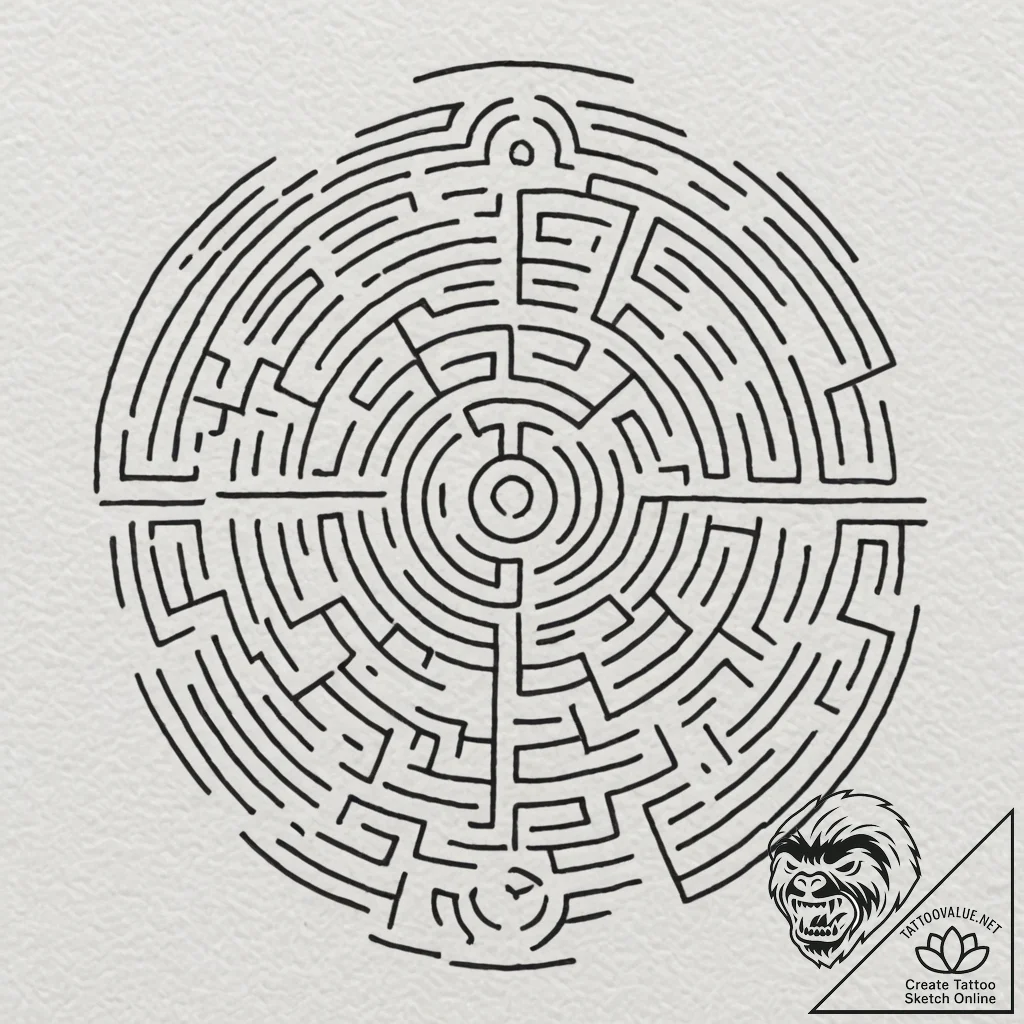 A linework tattoo of the maze from the shinin... - tattoo sketch (№1751175911_0, 29.06.2025 05:45) — tattoovalue.net