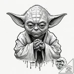 20. sketch of master yoda, deep in thought, h… – tattoo sketch (№1751176143_0, 29.06.2025 05:49) — tattoovalue.net