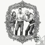 A sketch of the main characters from american… – tattoo sketch (№1751176258_0, 29.06.2025 05:50) — tattoovalue.net