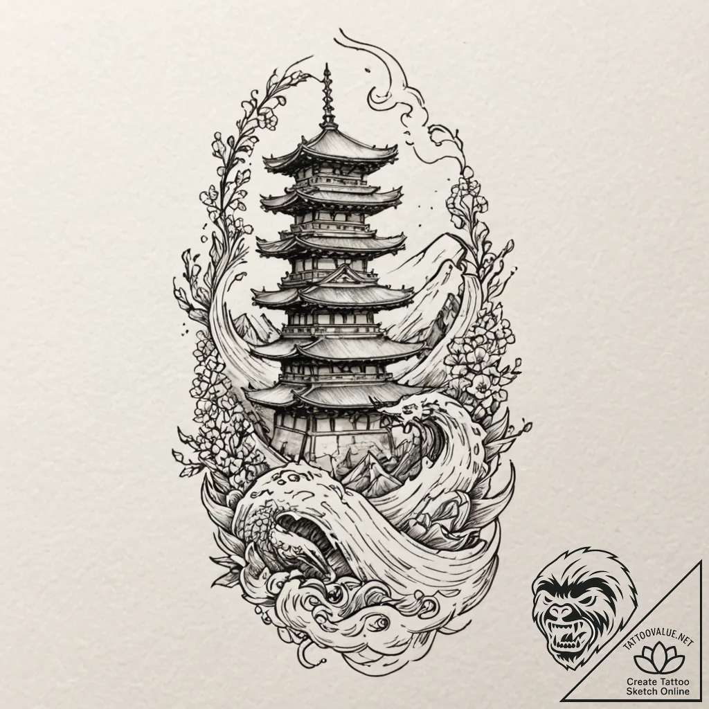 A watercolor sketch of the avengers tower,, t... - tattoo sketch (№1751177073_0, 29.06.2025 06:04) — tattoovalue.net