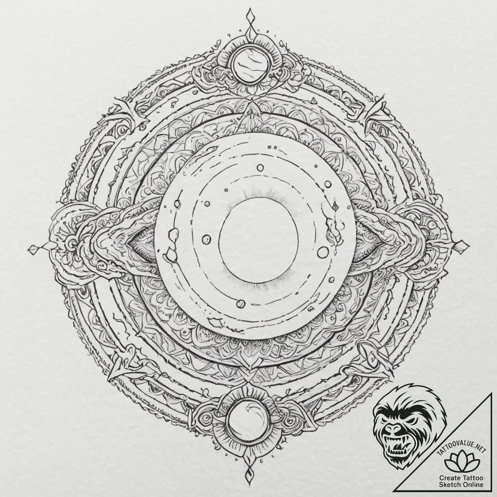 The astrological symbol for a planet (e.g., j... - tattoo sketch (№1751177300_0, 29.06.2025 06:08) — tattoovalue.net