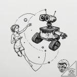 A linework tattoo of wall-e and eve dancing i… – tattoo sketch (№1751177640_0, 29.06.2025 06:14) — tattoovalue.net