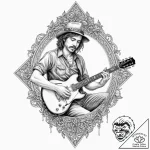 A sketch of eddie munson playing his guitar i… – tattoo sketch (№1751177847_0, 29.06.2025 06:17) — tattoovalue.net