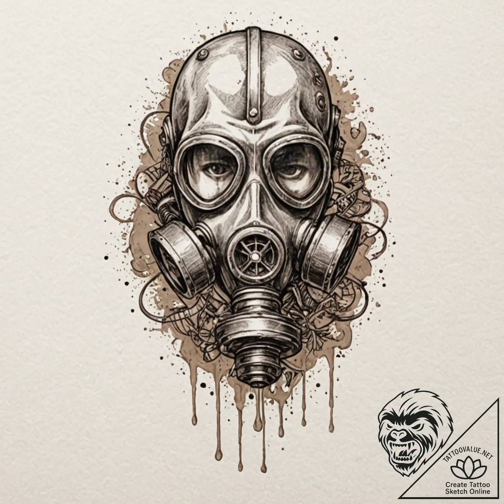Gas mask, tattoo flash sheet design, subtle d... - tattoo sketch (№1751178057_0, 29.06.2025 06:20) — tattoovalue.net