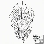 A linework tattoo of the hook hand from candy… – tattoo sketch (№1751178452_0, 29.06.2025 06:27) — tattoovalue.net