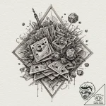 A trash polka composition of the diamond heis… – tattoo sketch (№1751178989_0, 29.06.2025 06:36) — tattoovalue.net