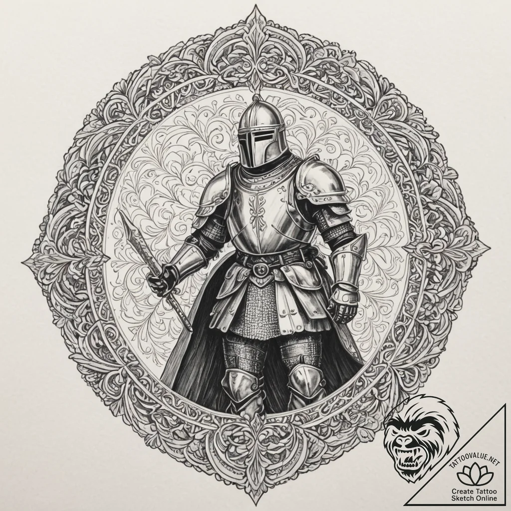 A sketch of the black knight from monty pytho... - tattoo sketch (№1751179434_0, 29.06.2025 06:43) — tattoovalue.net