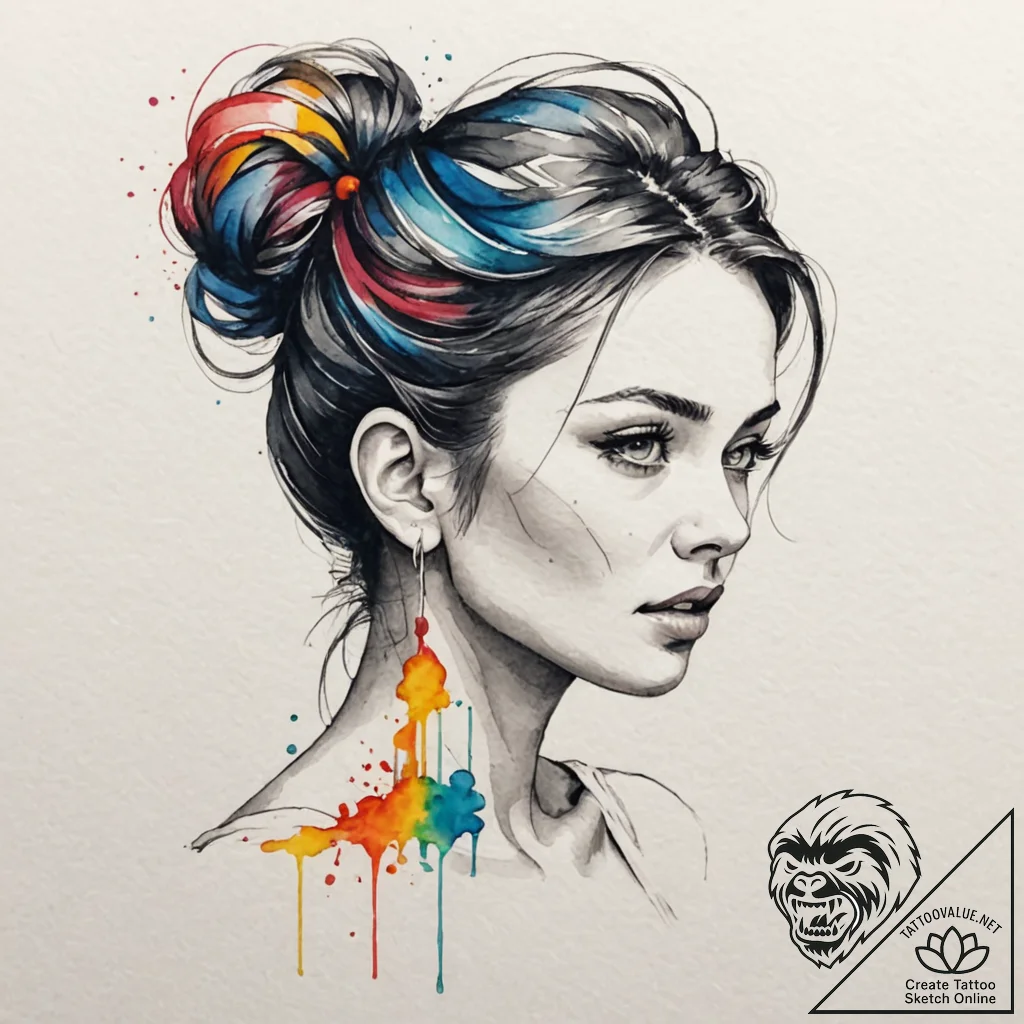 A sketch of the main character from her, with... - tattoo sketch (№1751179958_0, 29.06.2025 06:52) — tattoovalue.net